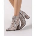Hollie Pointed Toe Ankle Boots in Snake, Multi