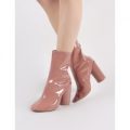 Impact Round Block Heel Ankle Boots in Dusty Patent, Pink