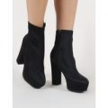 Tailor Platform Sock Fit Ankle Boots, Black