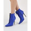 Techno Pointed Toe Ankle Boots, Blue