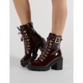 Swag Lace Up Ankle Boots Patent, Burgundy