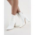 Truth Pointy Ankle Boots Patent Croc, White