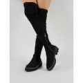 Rebellious Over the Knee Boots, Black