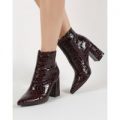 Hollie Pointed Toe Ankle Boots Croc, Burgundy