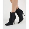 Techno Pointed Toe Ankle Boots, Black