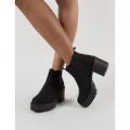 Melia Heeled Chlesea Boots Faux Suede, Black