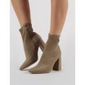 Midi Sock Fit Boots in Khaki, Green