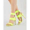 Pulse Strappy Stiletto Heels in Neon, Yellow