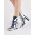 Alpha Pointed Toe Ankle Boots Metallic, Silver