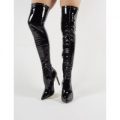 Ruthless Over the Knee Boots Patent, Black