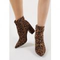 Empire Pointed Toe Ankle Boots Print, Leopard