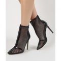 Aleisha Mesh Pointed Ankle Boots Croc, Black