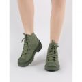 land Ankle Boots in Khaki Canvas, Green
