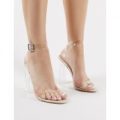 Alia Strappy Perspex High Heels in Clear, Nude