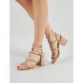 Always Studded Strappy Block Heels Patent, Nude