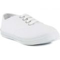 Womens Plain Lace Up Canvas Shoe in White