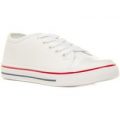 Womens Lace Up Canvas Pump in White