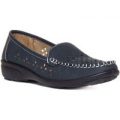 Softlites Womens Navy Chop Out Casual Shoe