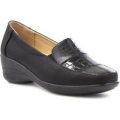 Softlites Womens Black Croc Wedge Comfort Shoe