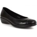 Softlites Womens Black Patterned Toe Casual Shoe