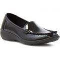 Softlites Womens Black Patent Casual Loafer Shoe