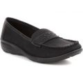 Softlites Womens Black Stone Detail Loafer Shoe