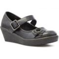 Heavenly Feet Womens Black Bar Wedge Casual Shoe