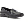 Heavenly Feet Womens Black Leather Loafer Shoe