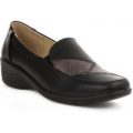 Softlites Womens Black Patterned Vamp Comfort Shoe