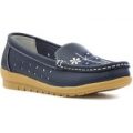 Softlites Womens Navy Leather Loafer Shoe
