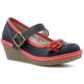 Heavenly Feet Womens Navy and Red Bar Casual Shoe