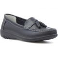 Softlites Womens Leather Loafer Shoe in Black