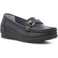 Softlites Womens Black Leather Loafer Shoe