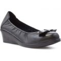 Heavenly Feet Womens Black Leather Court Shoe