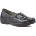 Lunar Womens Black Croc Patent Loafer Shoe