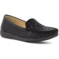Softlites Womens Black Casual Loafer with Diamante
