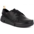 Clarks Womens Black Leather Trainer Shoe