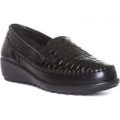 Cushion Walk Womens Black Pattern Wedge Court Shoe