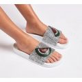 Womens Watermelon Glitter Slide Sandal