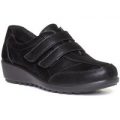 Cushion Walk Womens Black Easy Fasten Wedge Shoe