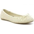 Lilley Womens Floral Lacey Ballerina in Beige