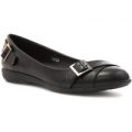 Lilley Womens Black Ballerina with Buckle Trim