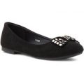 Lilley Womens Black Ballerina with Stud Bow