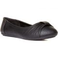 Lilley Womens Pleated Bow Ballerina in Black
