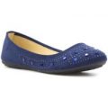 Lilley Womens Navy Ballerina with Stone