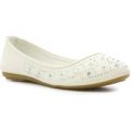 Lilley Womens White Ballerina with Stone