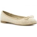 Lilley Womens Beige Diamante Ballerina