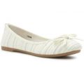 Lilley Womens White Bow Knitted Effect Ballerina