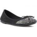 Lilley Womens Black Stone Flat Ballerina