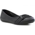 Lilley Womens Black Front Pleated Ballerina